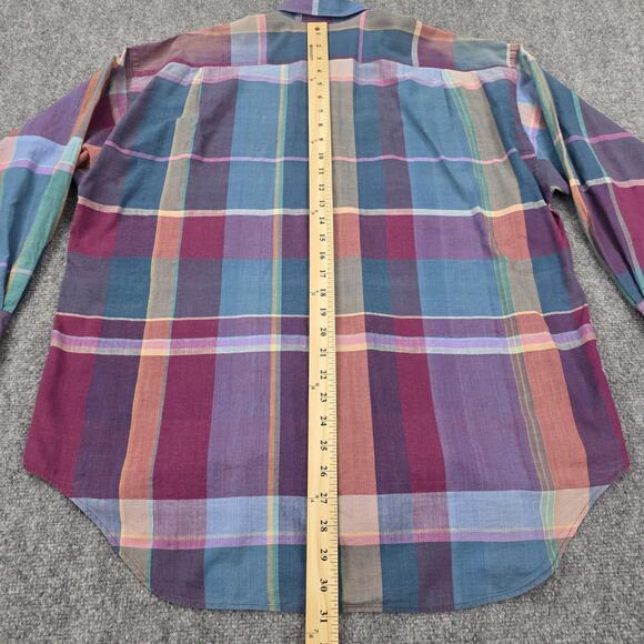Ralph Lauren Shirt Womens 4 Multi Plaid Madras Long Sleeve Pocket Button Down - Picture 7 of 16